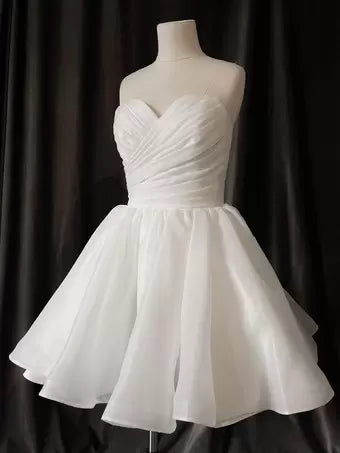 Sweetheart Neck Sleeveless Short A-Line Wedding Dress Modern Satin Mermaid Bow Satin Court Train Sleeves Bridal Gown Princess White Bridal Gowns Vestido De Novia