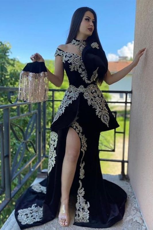 Morocco Caftan Evening Dress 3 pieces Mermaid Prom Dress Sleeveless Velvet Formal Evening Party Dress Side Split Outfit