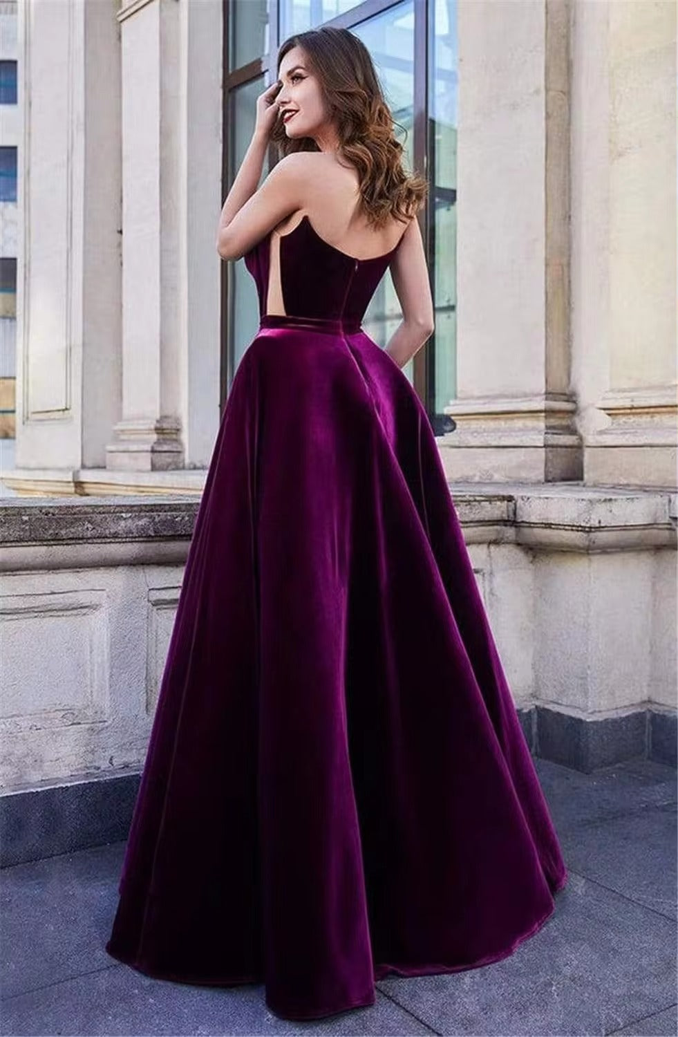 Purple Velvet Caftan Arabic Evening Dresses Sexy Strapless Dubai Formal Party Gown Plus Size s Longo Prom Gowns