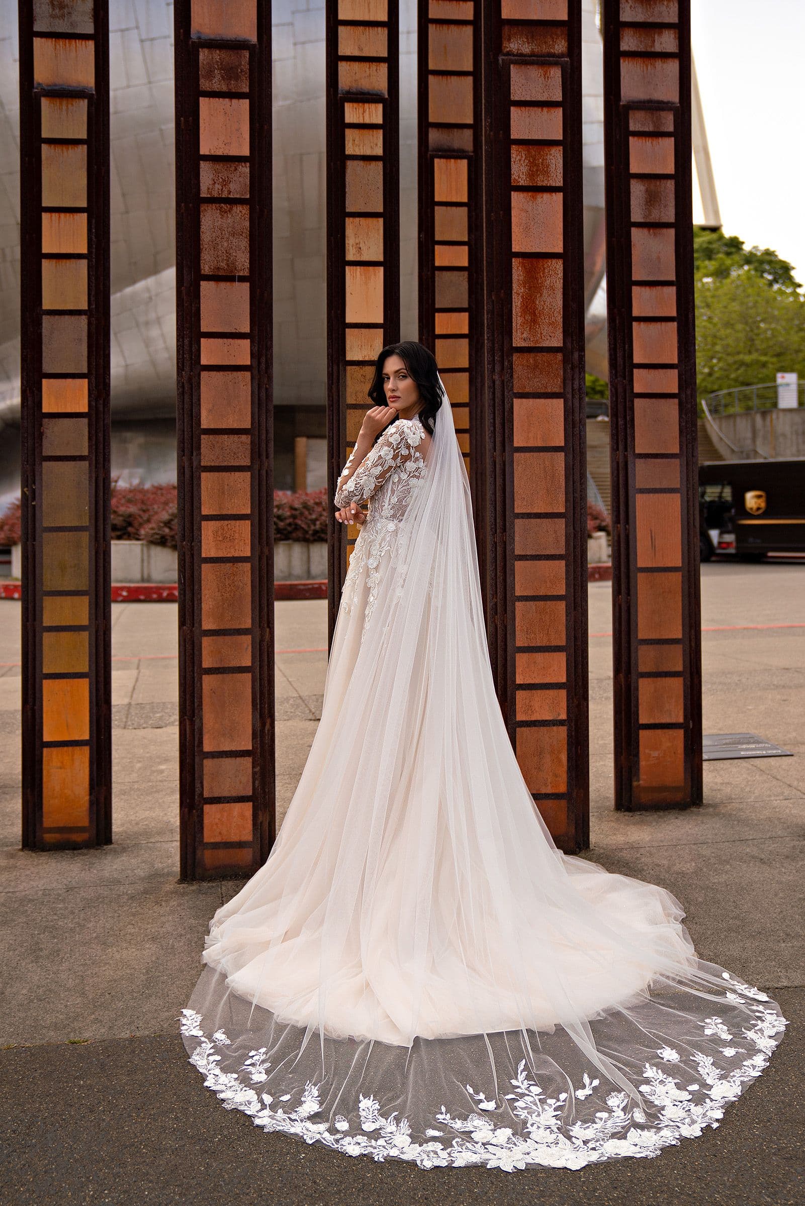 Vintage Beach Tulle Wedding Dress For Bride Bridal Gown Back